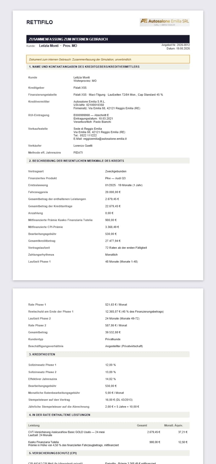 SECCI fertig, Unterschrift am Steuer